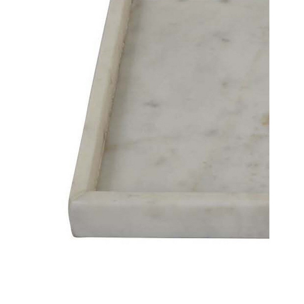 Tro Accessory Tray, 10 Inch Square, Raised Edge, White Marble Veined -BM335599