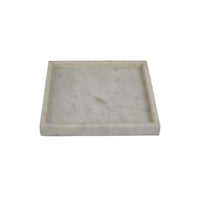Tro Accessory Tray, 10 Inch Square, Raised Edge, White Marble Veined -BM335599
