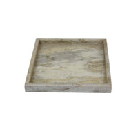 Tro Decorative Accessory Tray, 10 Inch Square Light Gray Marble Veined -BM335600
