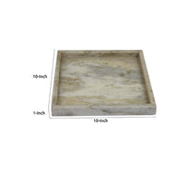 Tro Decorative Accessory Tray, 10 Inch Square Light Gray Marble Veined -BM335600