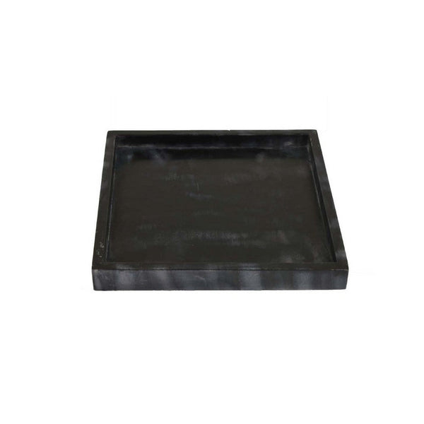 Tro Square Tray, 10 Inch, Raised Edges, Black Tonal Veined Marble  -BM335602