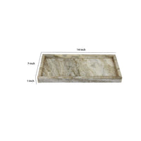 Honx Foyer Accessory Tray, Raised Lip Edges, 14 Inch Beige Marble -BM335603