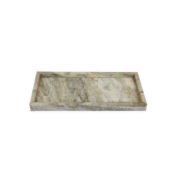 Honx Foyer Accessory Tray, Raised Lip Edges, 14 Inch Beige Marble -BM335603