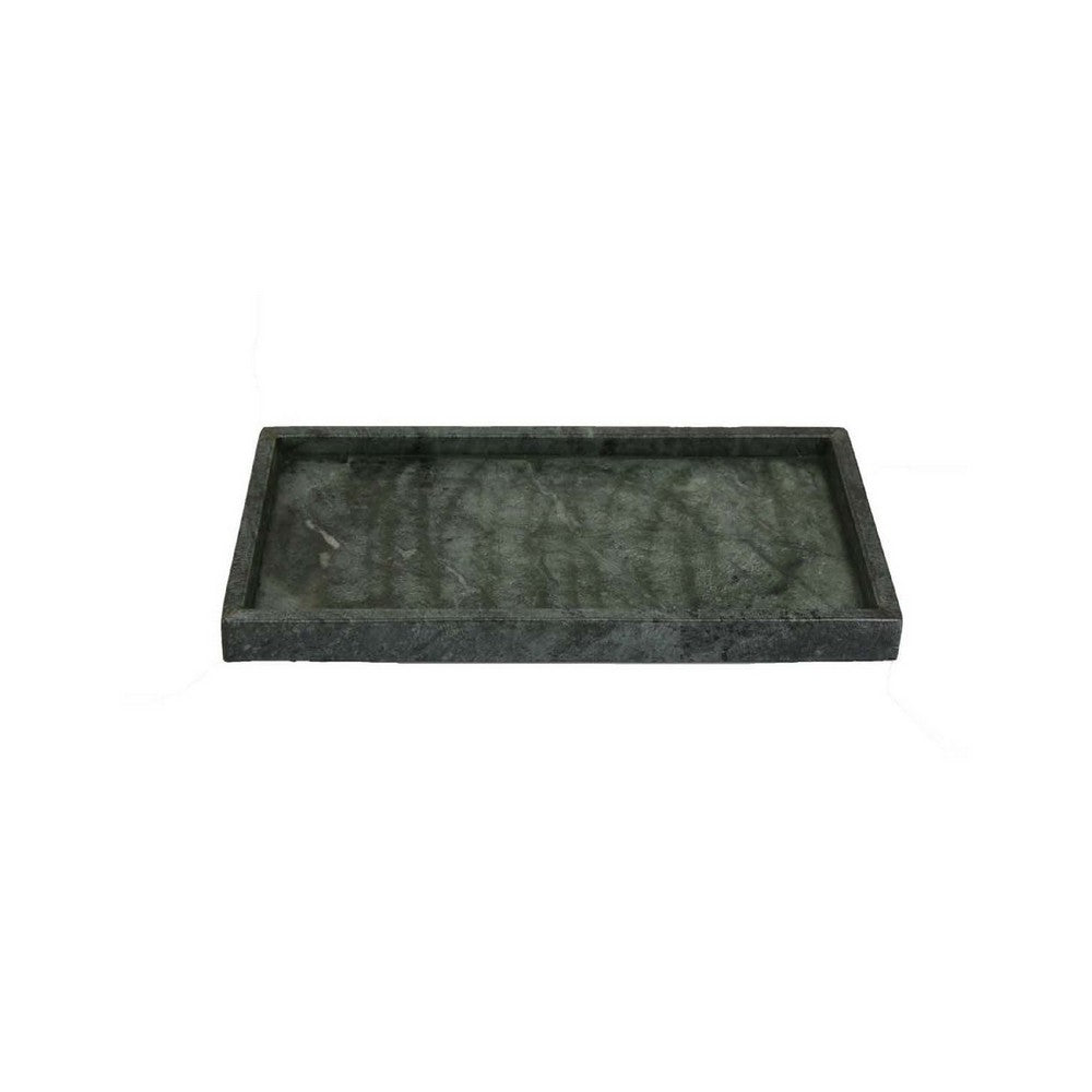 Honx Foyer Accessory Tray, Raised Lip Edges, 14 Inch Dark Green Marble -BM335604