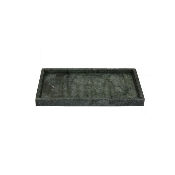 Honx Foyer Accessory Tray, Raised Lip Edges, 14 Inch Dark Green Marble -BM335604