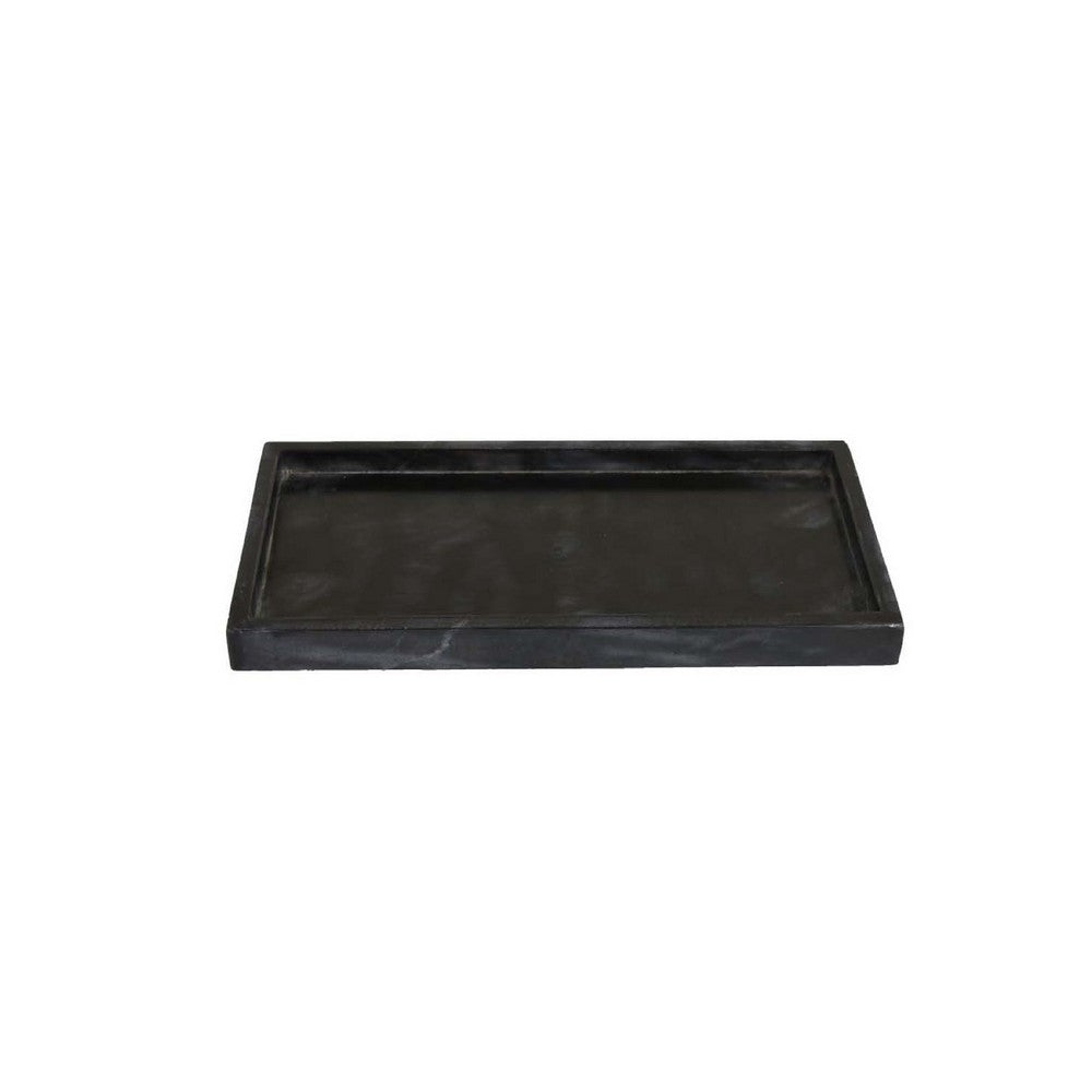 Honx Foyer Accessory Tray, Raised Lip Edges, 14 Inch Black Marble -BM335605