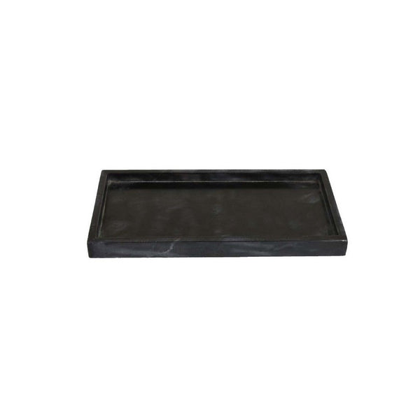 Honx Foyer Accessory Tray, Raised Lip Edges, 14 Inch Black Marble -BM335605