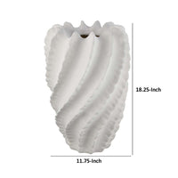 Velz Decorative Flower Vase, 18 Inch Wavy Shape, Matte White Ceramic -BM335606