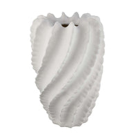 Velz Decorative Flower Vase, 18 Inch Wavy Shape, Matte White Ceramic -BM335606