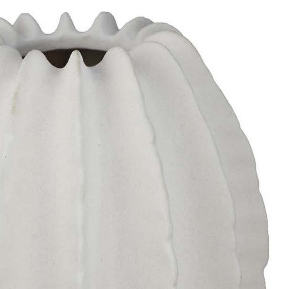Velz Decorative Flower Vase, 12 Inch Round Shape, Matte White Ceramic -BM335607