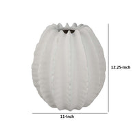 Velz Decorative Flower Vase, 12 Inch Round Shape, Matte White Ceramic -BM335607