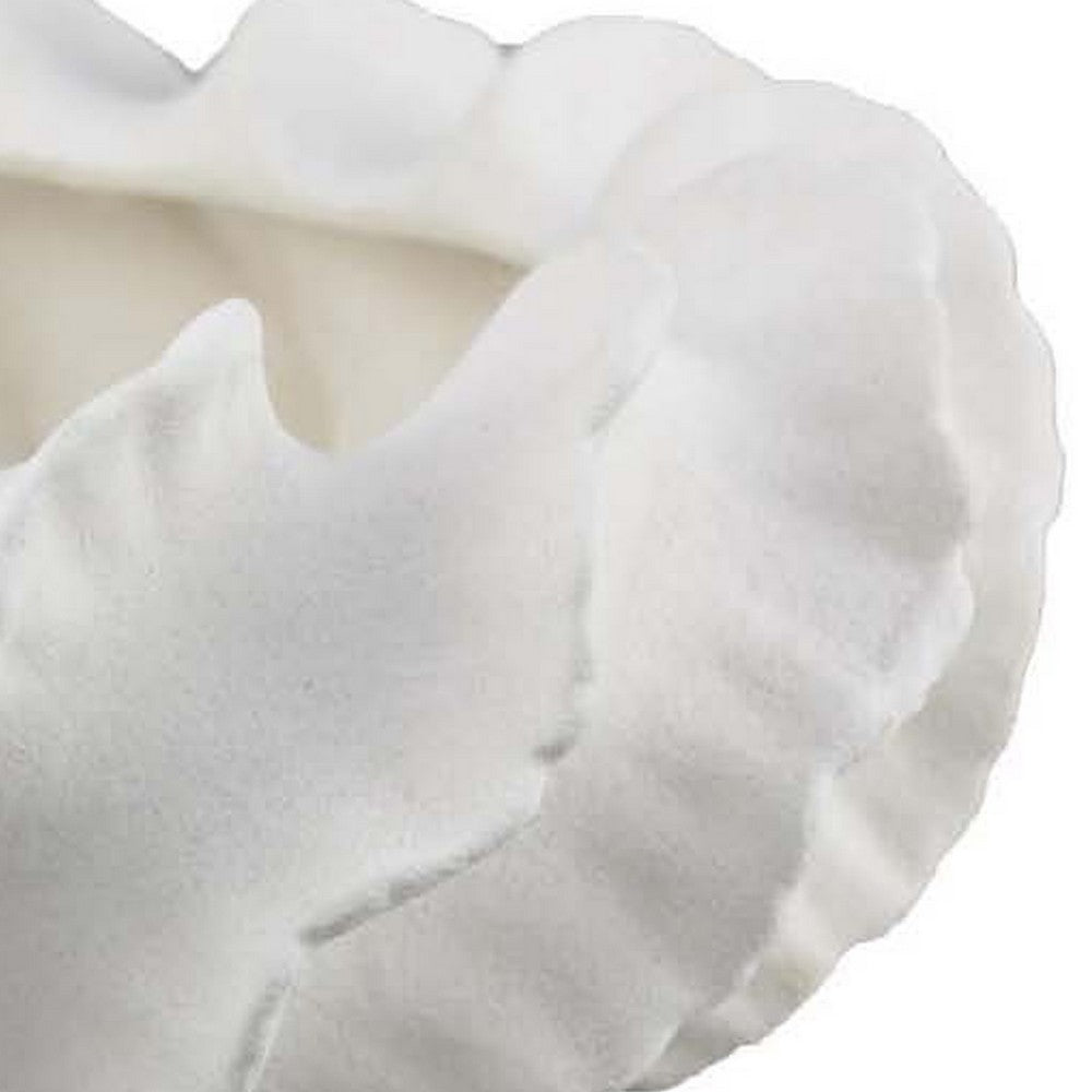 Velz Decorative Planter, 16 Inch Wavy Edge, Matte White Ceramic  -BM335608