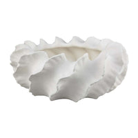 Velz Decorative Planter, 16 Inch Wavy Edge, Matte White Ceramic  -BM335608