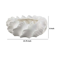 Velz Decorative Planter, 16 Inch Wavy Edge, Matte White Ceramic  -BM335608