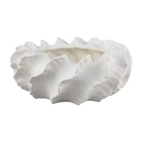 Velz Decorative Planter, 16 Inch Wavy Edge, Matte White Ceramic  -BM335608