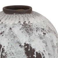 Gezy Decorative Flower Vase, 15 Inch Bulb Shape, Brown White Ceramic -BM335610