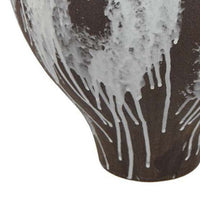 Gezy Decorative Flower Vase, 15 Inch Bulb Shape, Brown White Ceramic -BM335610