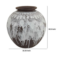 Gezy Decorative Flower Vase, 11 Inch Classic Round Brown White Ceramic -BM335611