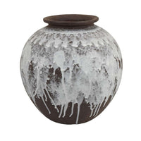 Gezy Decorative Flower Vase, 11 Inch Classic Round Brown White Ceramic -BM335611