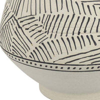 Rely Flower Vase, 11 Inch Round, Black and White Textured Ceramic -BM335612