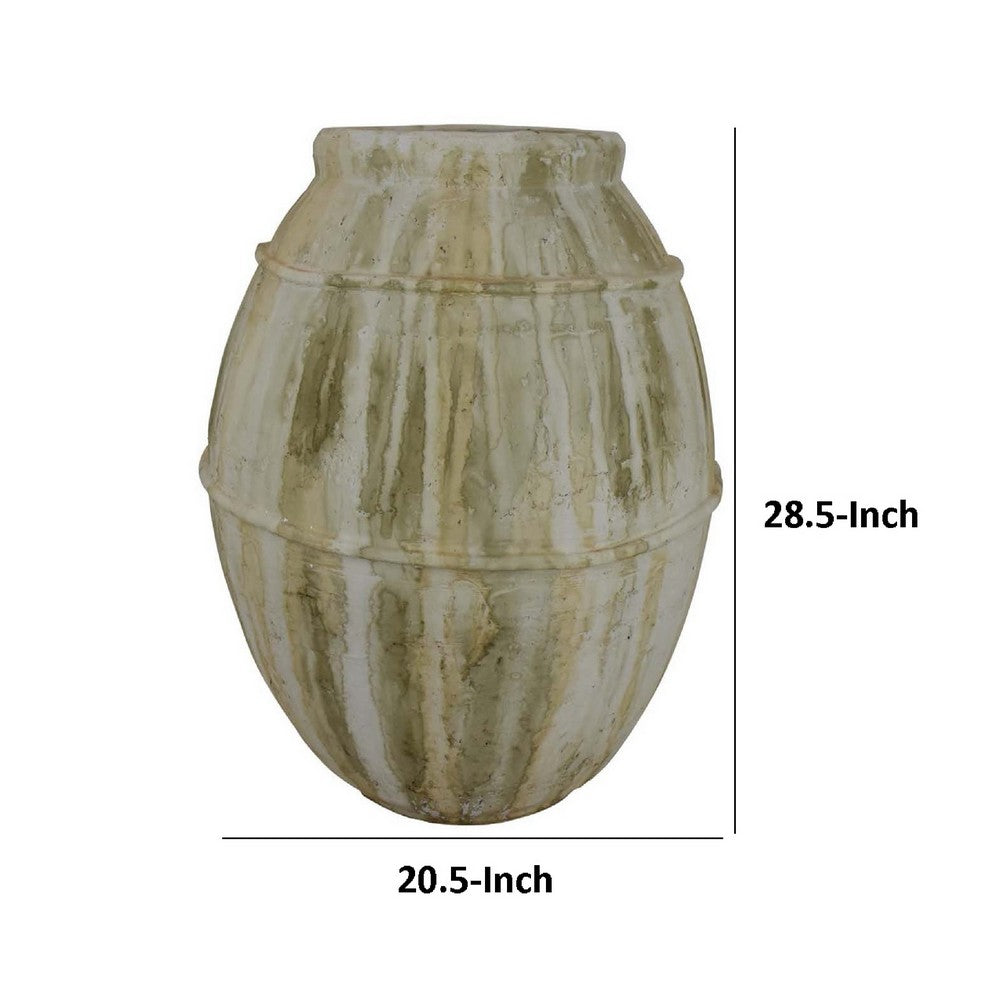 Sye Garden Planter, 29 Inch Tall Round Pot, Earthy Beige Terracotta -BM335615