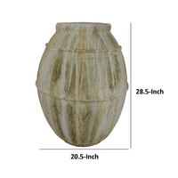 Sye Garden Planter, 29 Inch Tall Round Pot, Earthy Beige Terracotta -BM335615
