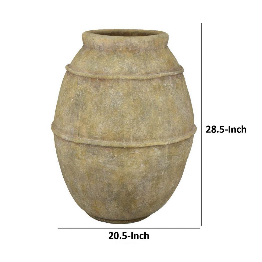 Lia Garden Planter, 29 Inch Tall Round Pot, Earthy Brown Terracotta -BM335618