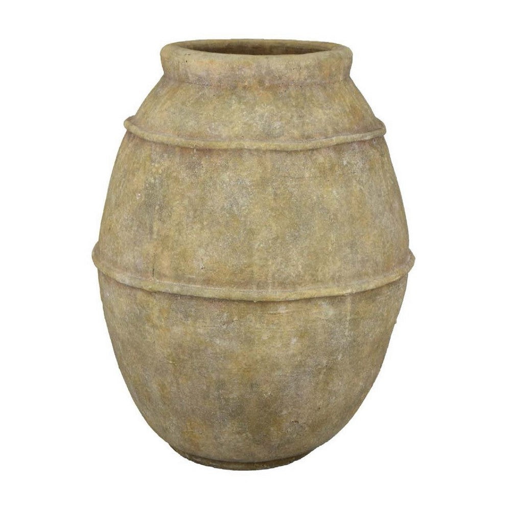 Lia Garden Planter, 29 Inch Tall Round Pot, Earthy Brown Terracotta -BM335618