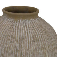 Liv Decorative Round Vase, 15 Inch Brown Gray Striped Terracotta -BM335626