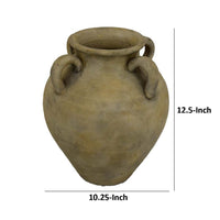 Joly Decorative Flower Vase, 13 Inch Curved Handles, Brown Terracotta -BM335629