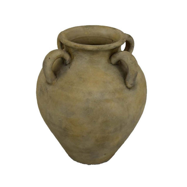 Joly Decorative Flower Vase, 13 Inch Curved Handles, Brown Terracotta -BM335629