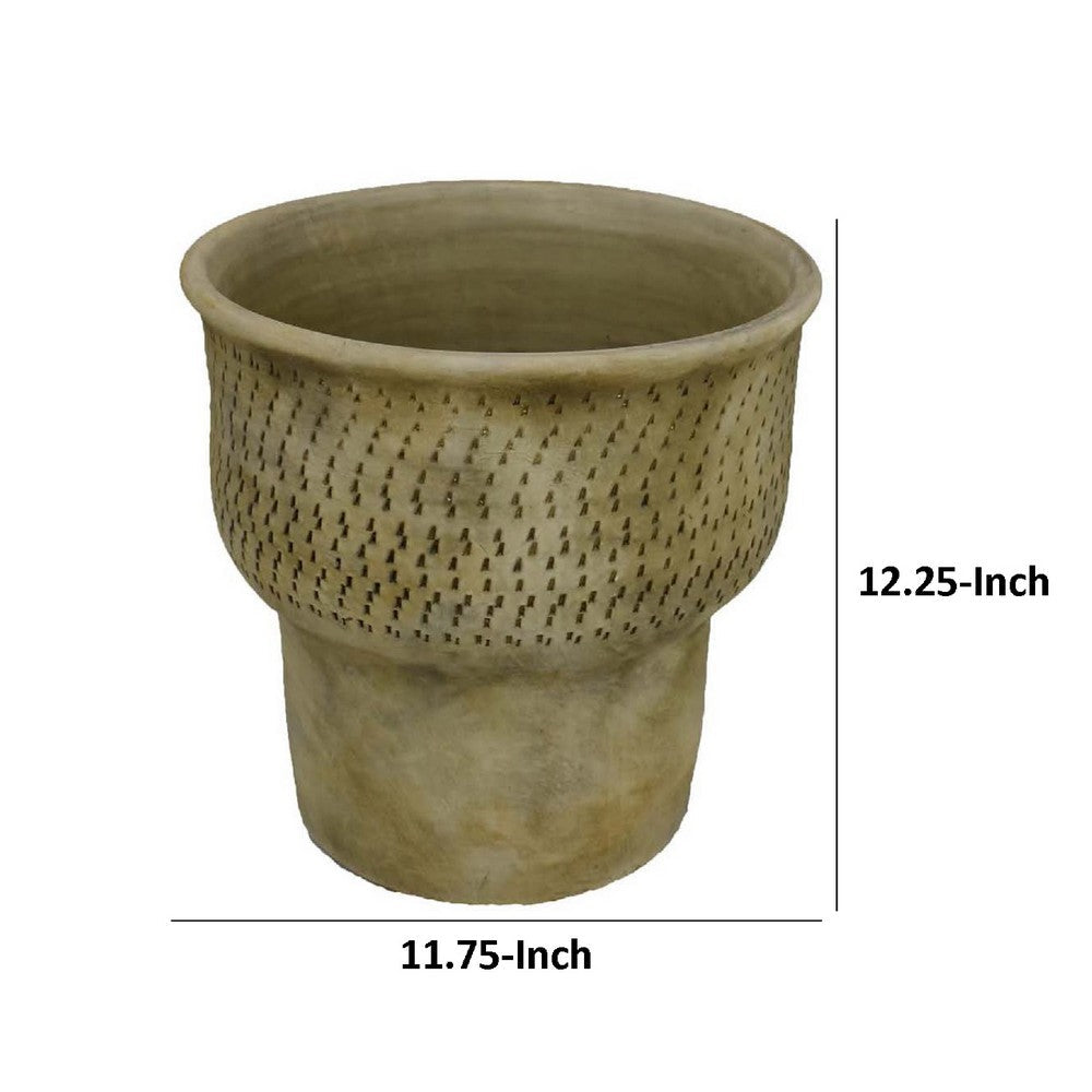 Kier Garden Planter, 12 Inch Tapered Base, Antique Gray Terracotta -BM335631