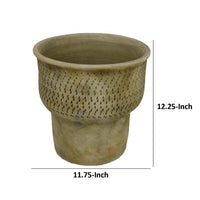 Kier Garden Planter, 12 Inch Tapered Base, Antique Gray Terracotta -BM335631