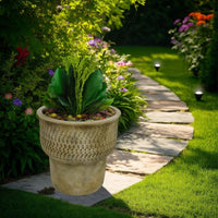 Kier Garden Planter, 12 Inch Tapered Base, Antique Gray Terracotta -BM335631