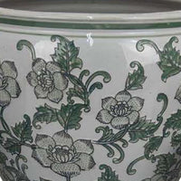 Hely 3 Planter Set, Green Vine Pattern Gray Ceramic 20, 14, 10 Inch -BM335634