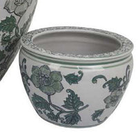 Hely 3 Planter Set, Green Vine Pattern Gray Ceramic 20, 14, 10 Inch -BM335634