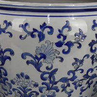 Hely 3 Planter Set, Blue Floral Vine Off White Ceramic 20, 14, 10 Inch -BM335635