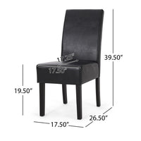 Dining Side Chair Set of 2, Black Rubberwood, Faux Leather Cushions -BM335636