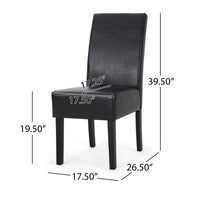 Dining Side Chair Set of 2, Black Rubberwood, Faux Leather Cushions -BM335636