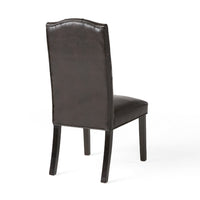 Elona Dining Chair Set of 2, Brown Birch Wood, Tufted Faux Leather -BM335638