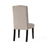 Elona Dining Chair Set of 2, Tufted Ivory Polyester, Black Solid Wood -BM335639