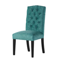 Elona Dining Chair Set of 2, Green Polyester, Dark Brown Solid Wood -BM335640