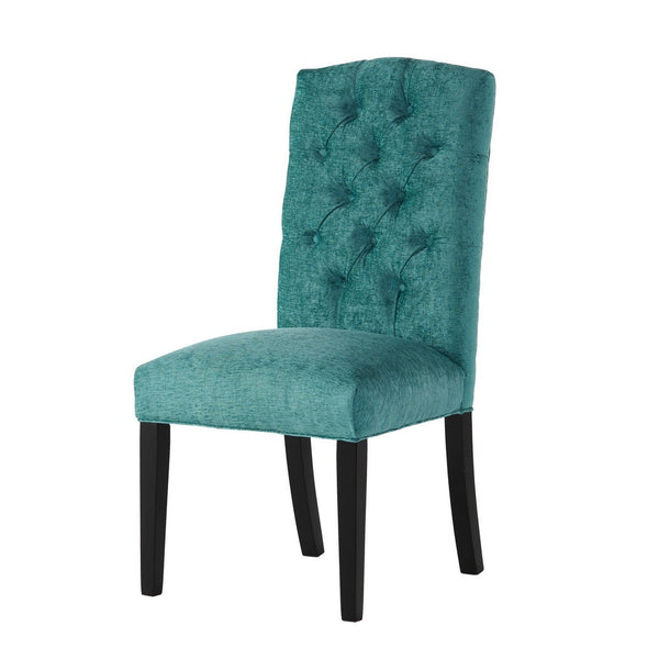 Elona Dining Chair Set of 2, Green Polyester, Dark Brown Solid Wood -BM335640