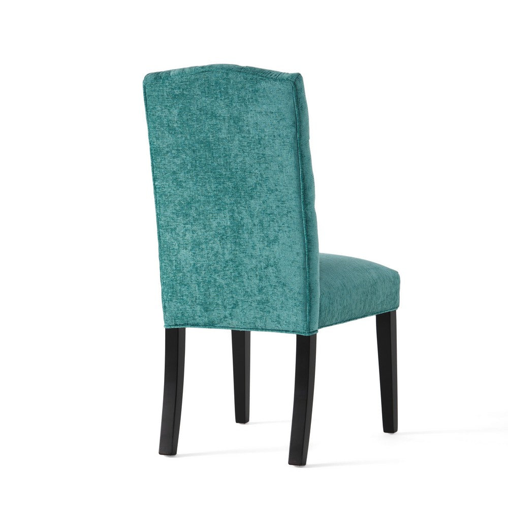 Elona Dining Chair Set of 2, Green Polyester, Dark Brown Solid Wood -BM335640