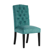 Elona Dining Chair Set of 2, Green Polyester, Dark Brown Solid Wood -BM335640