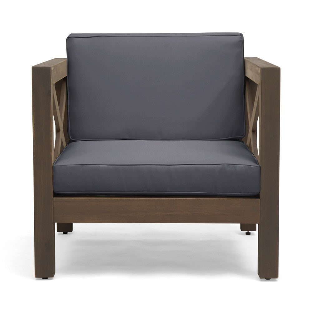 Juna Outdoor Club Chair, Charcoal Gray Water-Resistant Fabric, Acacia -BM335642