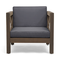 Juna Outdoor Club Chair, Charcoal Gray Water-Resistant Fabric, Acacia -BM335642