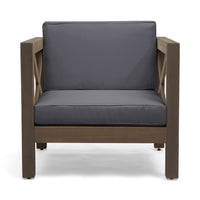 Juna Outdoor Club Chair, Charcoal Gray Water-Resistant Fabric, Acacia -BM335642
