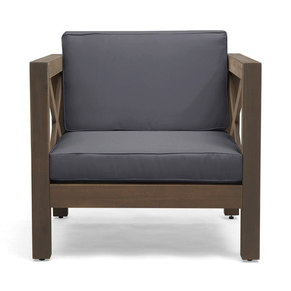 Juna Outdoor Club Chair, Charcoal Gray Water-Resistant Fabric, Acacia -BM335642