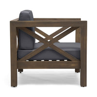 Juna Outdoor Club Chair, Charcoal Gray Water-Resistant Fabric, Acacia -BM335642